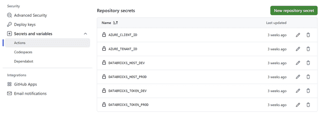 add these secrets